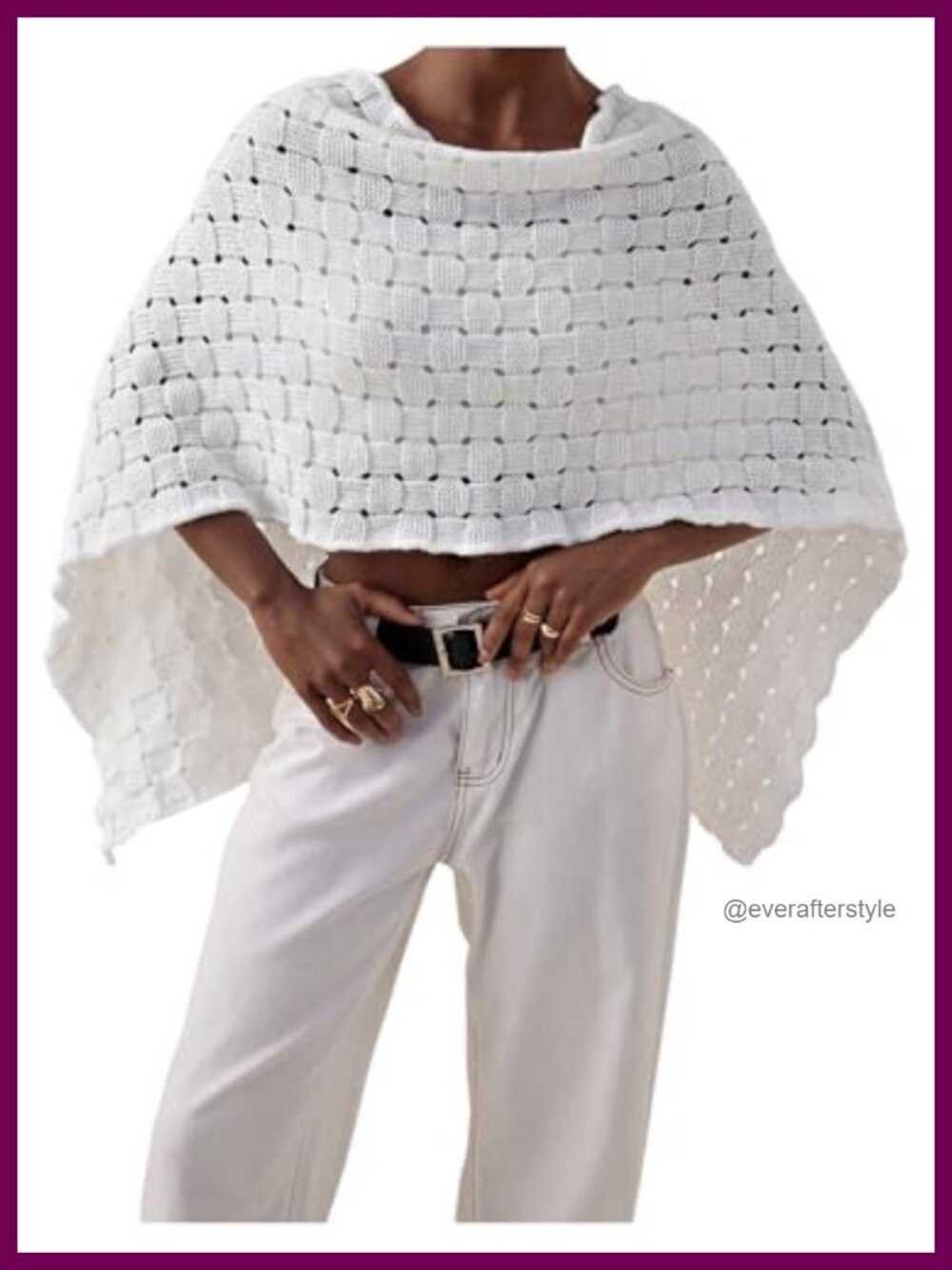 Women's Crochet Knit Poncho Shawl Wrap Boho Sweater Cape Openwork